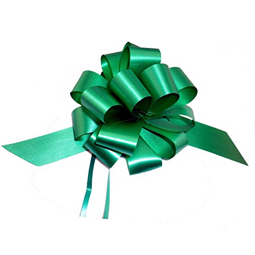 Decorative Gift Pull Bows, 5" Wide, Set of 6, Emerald Green, St. Patrick's Day Decorations, Bows for Gifts, Christmas Presents, Fall Decor, Gift Baskets, Autumn Gifts, Easter Bow