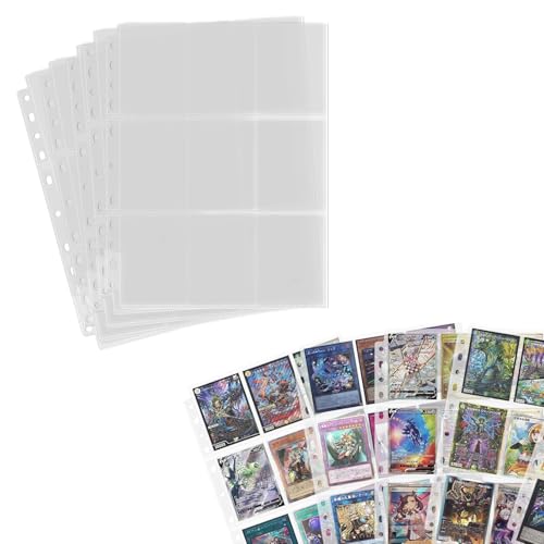 WISSUA トレカ ファイル カードファイル 2穴・3穴・4穴対応 9ポケットカードシート ポケモン、遊戯王と他のカードを集める ポケットサイズ7x9cm 両面18ポケット (透明, 50枚入り)の画像