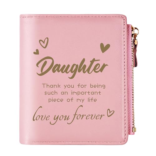 THTCSQ To My Daughter Gifts,Leather Wallet for Women,Personalized Engraved Wallet,Birthday Gift Graduation Back to School Christmas Gifts for Her (Daughter)