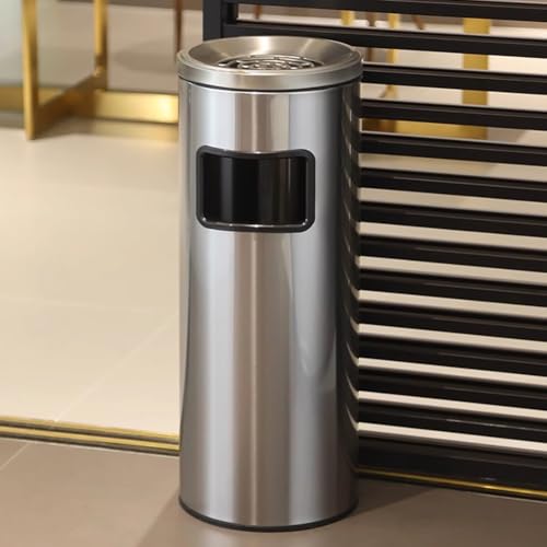 PA-DABAOO Cendrier D'extérieur sur Pied, Cendrier en Acier Inoxydable, Cendrier en Métal avec Couvercle, Poubelle À Mégots en Acier,S
