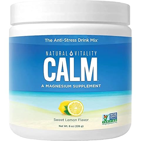 Natural Vitality Natural Calm - RLS - Restless Legs - Relaxation - Stress - Muscle Cramps - Tension - Unwind - Amazing Taste - 226g - Sweet Lemon Cover