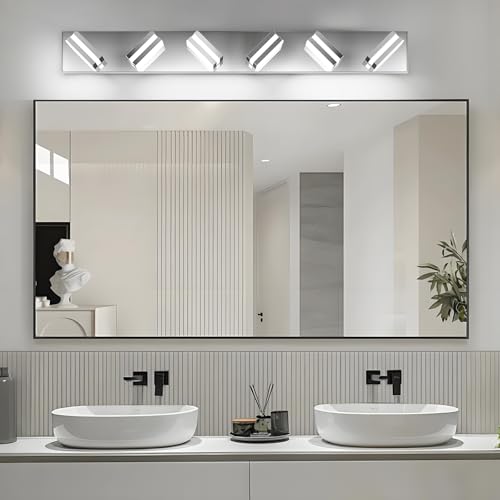 IZORRO LED Modern Bathroom Lights Fixtures(6-Light,Dimmable,360°Rotate),Chrome Acrylic Wall Lighting,Vanity Lights for Bathroom Over Mirror - 6000k 36In （No Assembly Required） by IZORRO - Used condition - Image 7