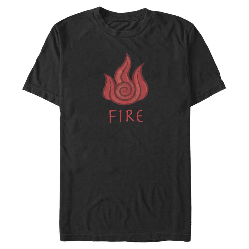 Nickelodeon Avatar Fire Element Men's T-Shirt - Relaxed Fit Black Tee