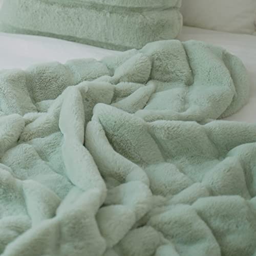 Cozy Bliss Luxury Super Soft Striped Faux Fur Throw Blanket For Couch, Size, 60"X80" Green, Extra Soft, Fluffy, Warm, Anti-Static, Plush Blanket For Sofa Bed Living Room Bedroom Car (Stripe-Green) #TOP4