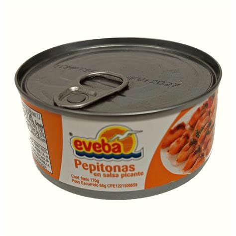 Eveba Pepitonas En Salsa Picante, Clams in Spicy Sauce, Pepitones in Spicy Sauce, Pack of 12, Product from Venezuela LATINGOODSRUS