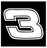 Decal Flags USA Dale Earnhardt #3 - White - Peel and Stick Sticker - Auto, Wall, Laptop, Cell, Truck...