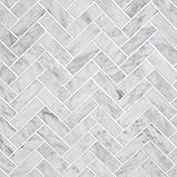 Diflart Marble Mosaic Tile, Marble Backsplash Tiles for Kitchen Bathroom Wall Floor, Pack of 5 Sheets (White Carrara Polished, 1x3 Inch Herringbone)