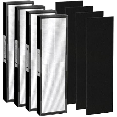 Gazeer FLT4825 HEPA Filter B Replacement Compatible with G-Guardian AC4825 AC4300 AC4800 AC4900 AC4850,4 H13 True HEPA Filters+4 Carbon Pre Filters Cover