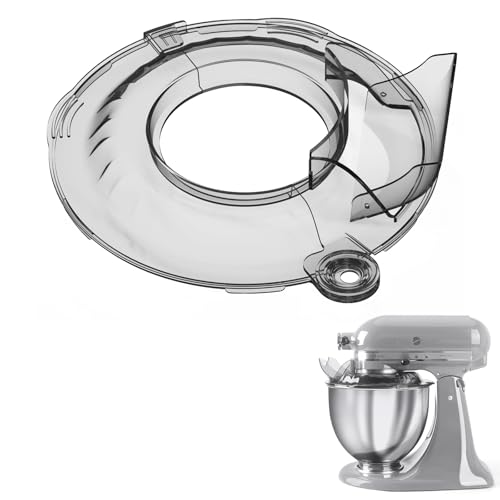 Image of Pouring Shield for KitchenAid Tilt Head 4.5-5 QT (for Stainless Steel Bowls Only), for Kitchen aid Accessories and Attachments, Fully Enclosed Foldable Lid Mixer Bowl Cover, Not For Bowl Lift (Gray)