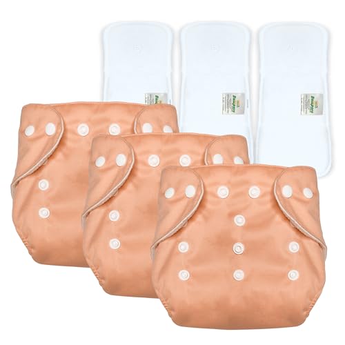 Image of Bumpers Baby Reusable Cloth Diaper with Insert Pad | Leak-Proof, Super Absorbent & Ultra Soft | Adjustable & Washable Cloth Diaper | Prevent Rashes | Freesize 5-17Kg | (3M-3Y), Pack of 3, Orange