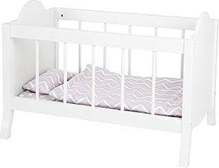 Small Foot Small Foot-11778 Cuna de muñecas, colchón Suave, edredón, Almohada y Ropa de Cama, a Partir de 3 años. Toys, Color Blanco, Klein (11778)