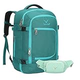 Hynes Eagle Travel Backpack 40L Flight Approved Carry on Backpack Men Large Cabin Weekender Laptop Backpack Women 15.6 inches Teal with Waist Pack Mint Green