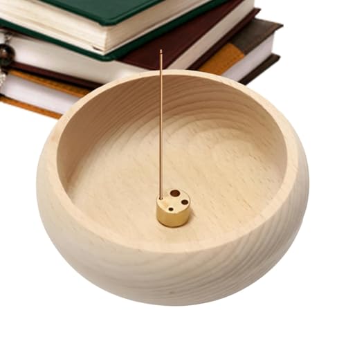 Stile A Buche: Supporto Per Incenso Rotondo - Burner Di Incenso Rotondo | Porta Del Ciotola Circolare, Bruciatore Per Ciotola Fatta A Mano Per Bastoncini, Catcher Di Cenere Di Legno