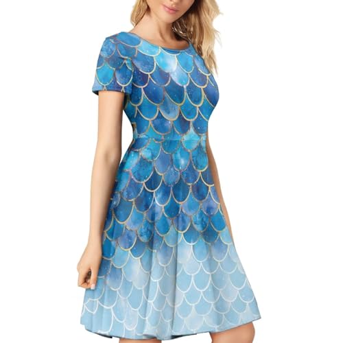 Image of Biyejit Women's Summer Casual Short Sleeve T-Shirt Swing Dress Crew Neck Plus Size S-4XL
