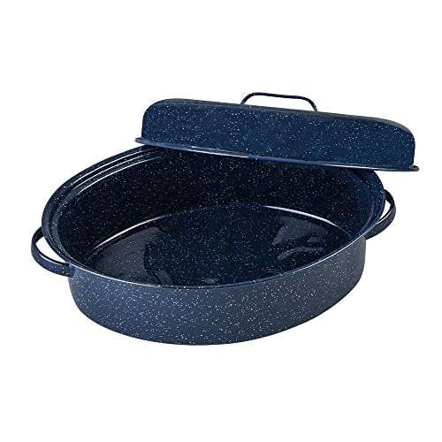 Granite Ware Large Covered Oval Roasting Pan, 18”, Speckled Blue #TOP2