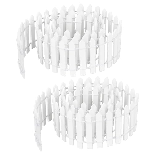 poraceous 2 Piezas Valla de Madera en Miniatura, Mini Vallas de Madera Cortable, Vallas en Miniaturas 90 x 5cm, Valla Decorativa Flexible, para Creación, Navidad, Jardín de Hadas（Blanco）