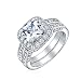 Imagen de Bling Jewelry 3CT AAA Cz Cubic Zirconia Halo Solitaire Square Radiant Cushion Cut Anillo De Compromiso Para Mujer