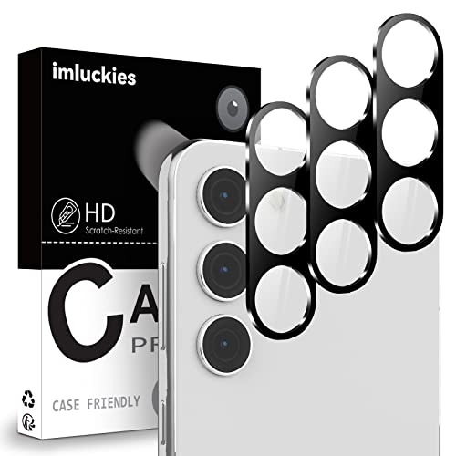 imluckies [3 Pièces Protection Objectif Caméra Arrière pour Samsung Galaxy S23 / S23 Plus Verre Trempé, 9H Dureté & Ultra HD, Anti-Rayures, Facile à Installer pour S23/S23+ 2023, Noir Cover