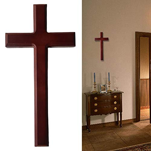 OSISTER7 Cruz de pared cristiana, cruz de pared de madera maciza, adorno colgante de iglesia moderno para decoración del hogar, regalo cristiano perfecto, 32x16x4x2.5cm Cover