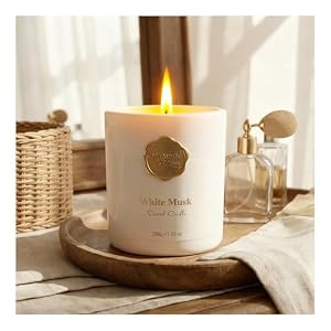 Scented Luxury Candles -White Musk-Aromatherapy Jar Candles for Relaxation & Sleep -7 oz- 45 Hours Clean Burn-Hand-Cast -100% Natural Soy Wax-Ideal Gifts