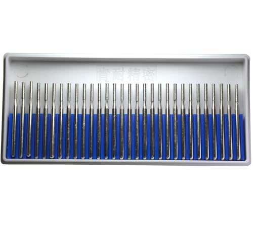 Fraises diamantées cylindriques 2mm lot de 30 pièces avec tige 3/32 pour meulage