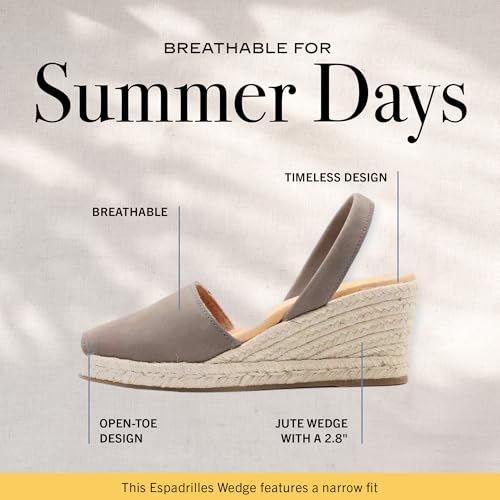 Image of Espadrilles Wedges for Women, Dressy Soft Leather Peep Toe Womens Espadrille Sandals, Comfortable Casual Summer Slip On