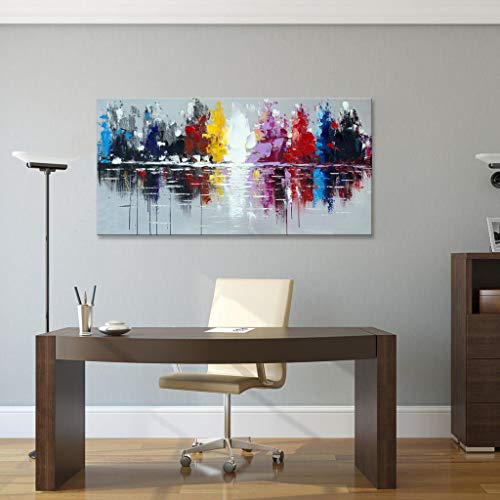 Handmade Oil Painting New York City Artwork Abstract Cityscape Wall Art Canvas #TOP2