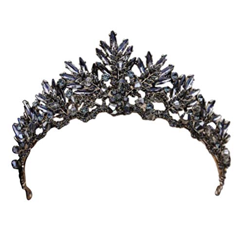 Frcolor 1 pc Vintage Baroque Couronne Alliage Coiffure Tiare De Mariée Hairband Accessoire De Cheveux De Mariage Bandeau (Noir)