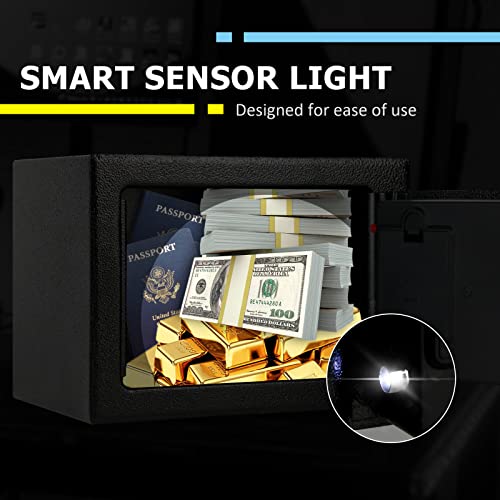 Trovelix Small Safe Box For Home Safe (0.23 Cubic Feet) With Fireproof Bag And Light, Fireproof Safe For Money Lock Box With Keypad And Key, Money Safe For Cash Saving, Mini Safe Box For Money #TOP1