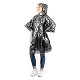 GRIP Eventbasics 10 x Regenponcho Einweg mit Kapuze, schwarz, Einheitsgröße für Erwachsene, Regencape einzeln verpackt