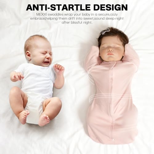 Image of MEXXI Baby Transitional Swaddle, 2 Pack Sleep Sack With Arms Up, 0.5 TOG