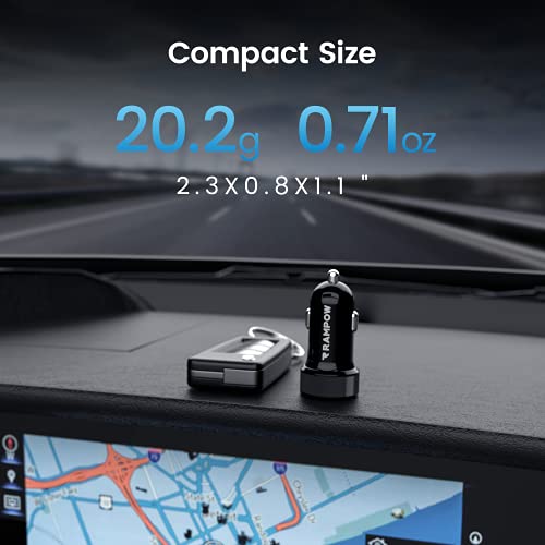 Rampow Car Charger 24W/12V 4.8A Dual Cigarette Lighter Usb Adapter With Blue Led For Iphone 14/13/12/11/X/8/7/6/5/Se, Ipad Pro/Air 2/Mini,Samsung Galaxy S9/S8/S7, Motorola, Lg, Htc,Tablet & More-Black #TOP2