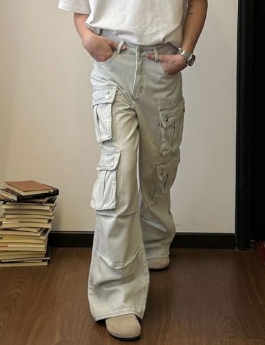 Men Baggy Pants Y2k Straight Leg Cargo Jeans Low Rise Denim Pants Goth Cargo Pants Grunge Streetwear4