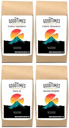 Unroasted African Coffee Beans Variety Pack – 4 lb Green Coffee for Home Roasting – Includes Kenya AA, Tanzania Peaberry Mwalyego Itumpi & Ethiopia Yirgacheffe – Single Origin Arabica