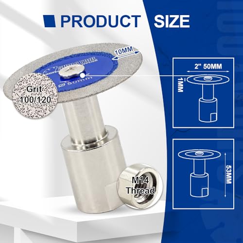 SHDIATOOL Mini tarcza do szkła 40 mm z kołnierzem M14 i śrubokrętem, ultra cienka tarcza diamentowa 1 mm do szkła, jadeitu, kryształów, ceramiki itp., zestaw 5 szt