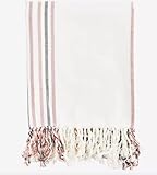  Generico MADAM STOLTZ Serviette Hammam Serviette en coton rayé Off blanc/rose/anthracite 100 x 180 cm Plage Bateau