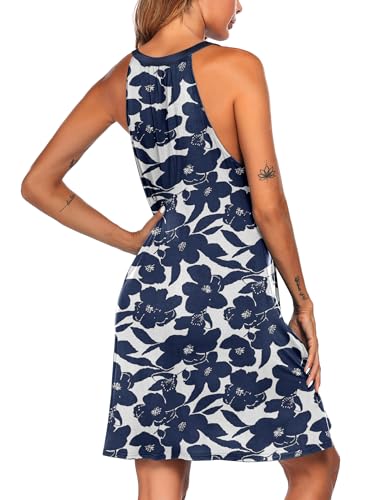 Image of Ekouaer Womens Nightgown Sleeveless Sleepwear V Neck Racerback Sleep Dress
