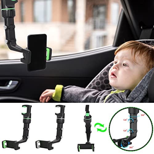 Car Phone Holder Mount - Car Rearview Mirror Mobile Phone Stands Navigation Bracket Adjustable Telescopic Mobile Phone GPS Holder snap-on Mobile Phone Holder Multi-Function Model Universal (Black)