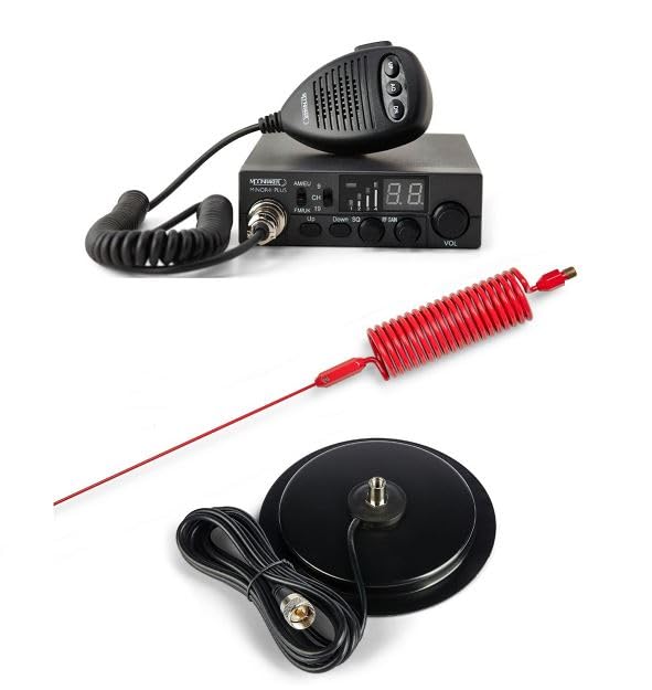 CB Radio Kit with Mini Tornado Antenna, 90 cm, 7-inch Magnetic Mount, Multiple Colours (Red)