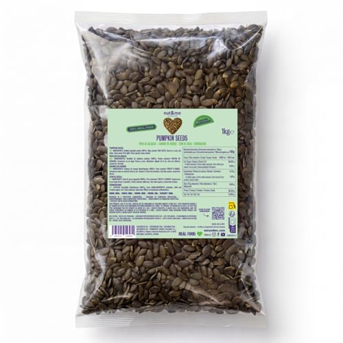 nut&me Semillas de calabaza 1 kg | Pipas de calabaza peladas naturales y sin sal | Keto y Sin gluten | Ricas de antioxidantes y con alto valor nutricional | Snack saludable