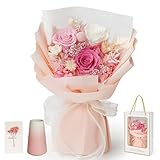 Childom Mothers Day Rose Gifts for Mom,Birthday Gifts for Women,Preserved Flowers for Delivery,Mothers Day Flowers Gift for Wife,Grandma,Pink Real Roses Bouquets for Her,Anniversary,Valentines Gifts
