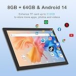 Tablet Android 14, Tablets 10 inch 8GB RAM+ 64GB ROM+ 1TB Expandable Tablet PC, 1280 * 800 IPS Screen, Dual Camera, Powerful Processor, 6000mAh Battery, Bluetooth,WiFi, Google Certified - Image 2