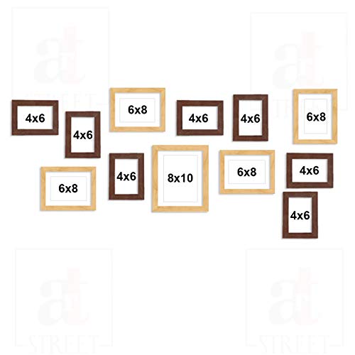Image of Art Street Decorative Nebula Individual Set of 12 Brown & Beige Wall Photo Frames Wall Picture Frame Mix Size||4X6-7 Unit, 6X8-4 Units, 8X10-1 Unit||