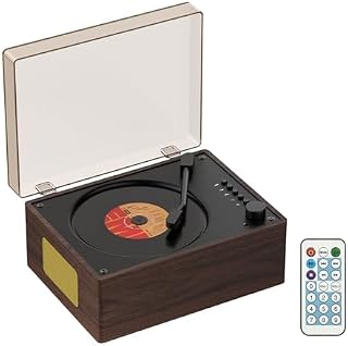 Portable CD Player with Bluetooth 5.3, Retro Walnut Design with Acrylic Dust Cover, Hi-Fi Stereo Speakers, 3.5mm AUX & USB Playback, Remote Control Included for Home Office Use (Wood)