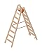 Produktbild Layher Holzstehleiter - mit 8 Stufen; Holzleiter mit 80mm breiten Stufen, beidseitig begehbar; Länge 2,12 m