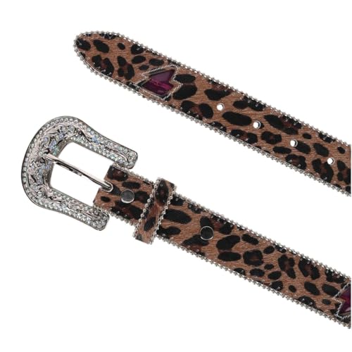 Girls Leopard Print Western Belt with Light Up Lightning Bolts2
