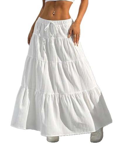 GRMLRPT Rock Damen Lang Hohe Taille Röcke Elegant Maxirock A-Linie...