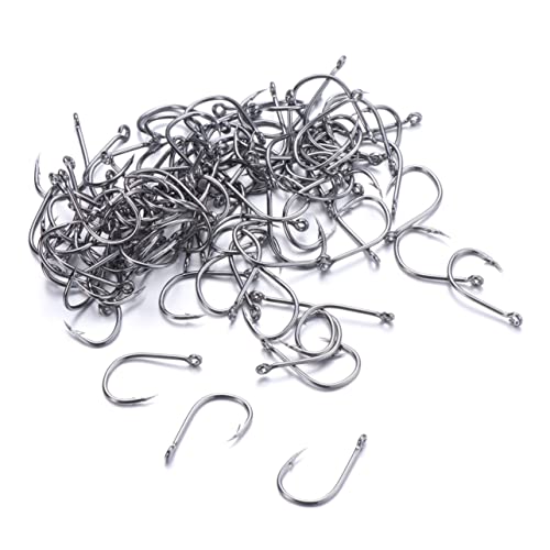 BESPORTBLE 100 Piezas Ganchos de bajo anzuelos carpfishing anzuelos de Cebo anzuelos de Pesca de Agua Dulce Aparejo de Pesca Silver