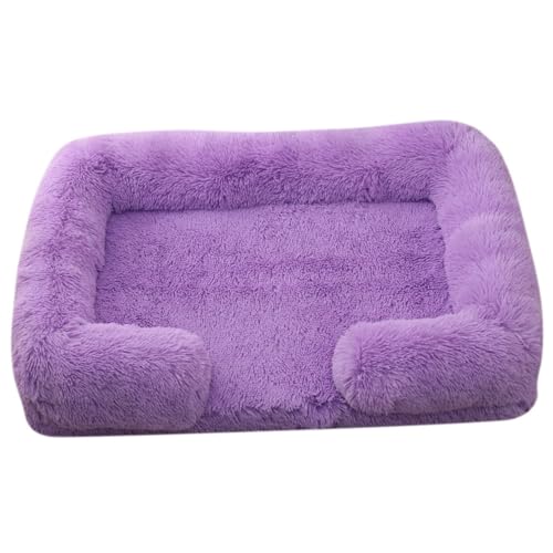 Mateju Cuccia Cane di Peluche, Lettino Gatto Rettangolare Lettino Cane Interno in Peluche Cuccia per Animali Domestici con Fondo Antiscivolo, Rimovibile Lavabile (Viola,S 40x35cm)