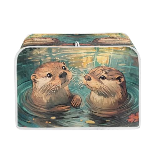 STUOARTE Otter Print - Cubierta para tostadora de 2 rebanadas, cubierta para máquina de pan de polvo y huellas dactilares, compatible con la mayoría de tostadoras estándar, electrodomésticos pequeños